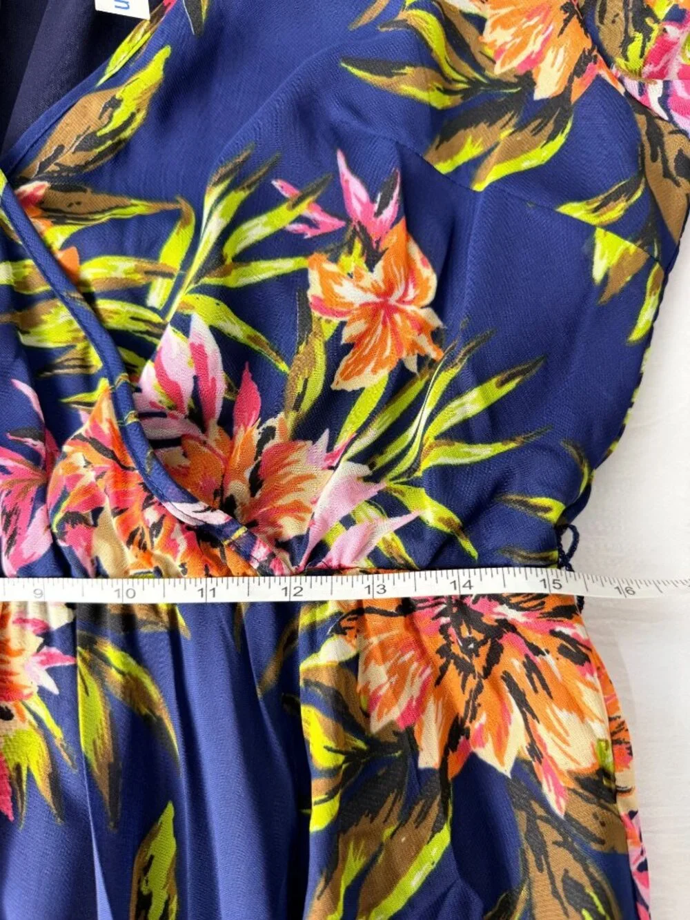 Renn Womens XL Tropical Floral Maxi Dress Blue Long Sleeve Belted NWT - Picture 12 of 16